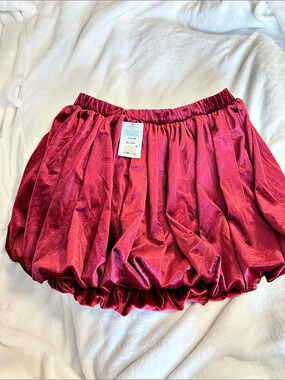 Responsible Style Velvet Balloon Shirt in maroon Size XL (14) NWT